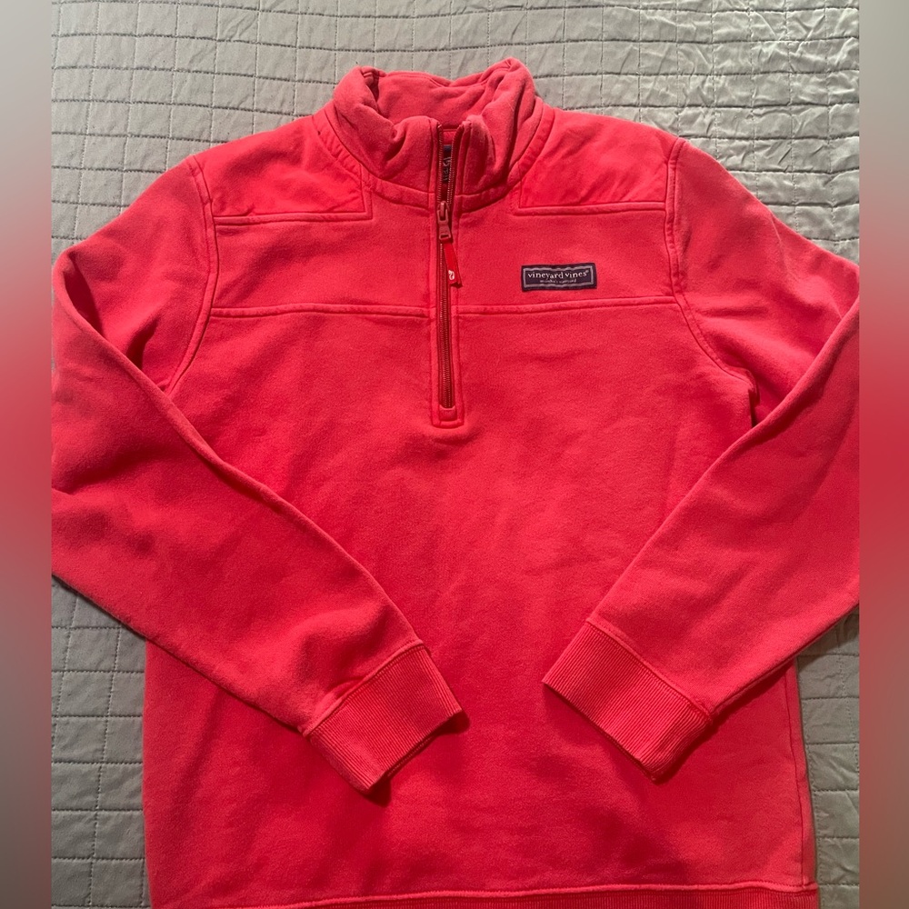 Vineyard Vines Kids Shep Shirt size Large NWT in red. Three quarter zip